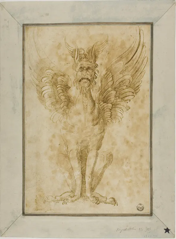 Squatting Monster with Human Head and Wings Wall Art by Virgilius Solis, the Elder - High-Resolution Digital Print