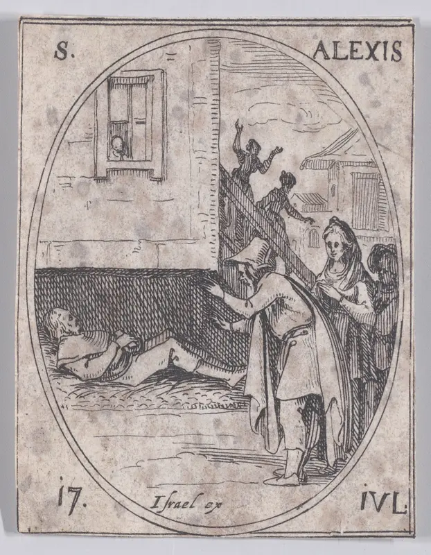 St. Alexis, July 17th, from "Les Images De Tous Les Saincts et Saintes de L'Année" (Images of All of the Saints and Religious Events of the Year) Wall Art by Jacques Callot - High-Resolution Digital Print