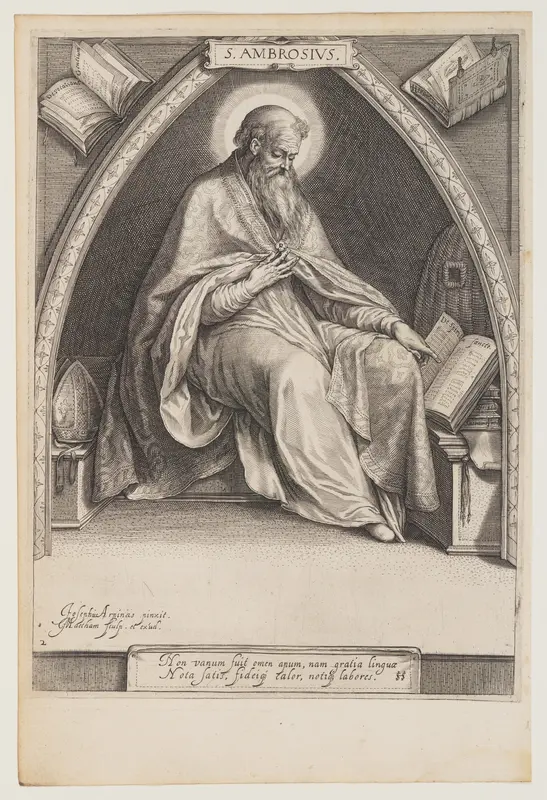 St Ambrose, from The Fathers of the Church Wall Art by Jacob Matham - High-Resolution Digital Print