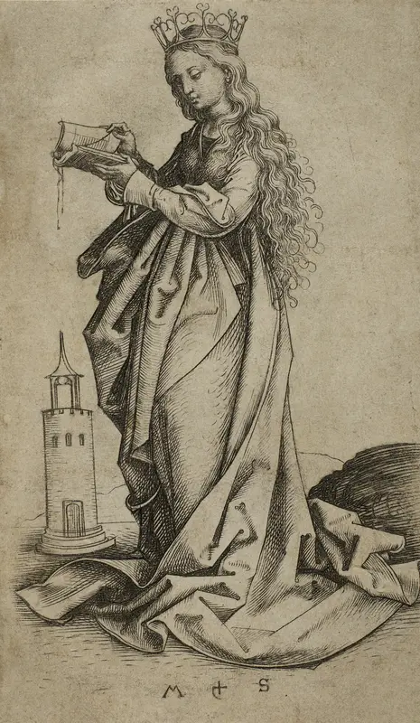 St. Barbara Wall Art by Martin Schongauer - High-Resolution Digital Print