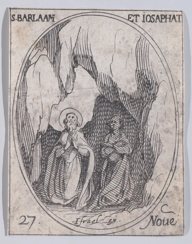 St. Barlaam et St. Josaphat, November 27th, from "Les Images De Tous Les Saincts et Saintes de L'Année" (Images of All of the Saints and Religious Events of the Year) Wall Art by Jacques Callot - High-Resolution Digital Print