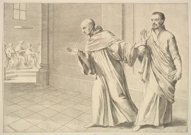 St. Bernard Taking a Brother to an Assembly Wall Art by Claude Mellan - High-Resolution Digital Print