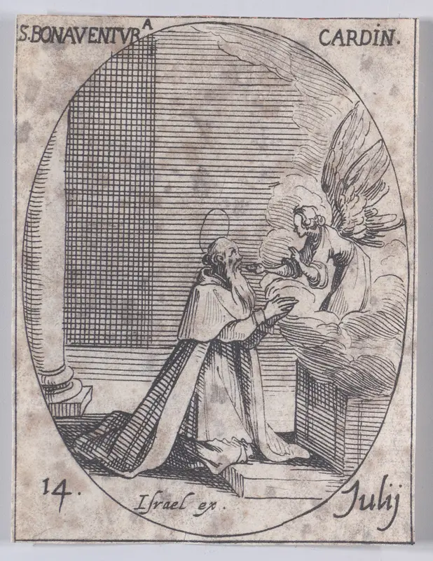 St. Bonaventure, Cardinal, July 14th, from "Les Images De Tous Les Saincts et Saintes de L'Année" (Images of All of the Saints and Religious Events of the Year) Wall Art by Jacques Callot - High-Resolution Digital Print