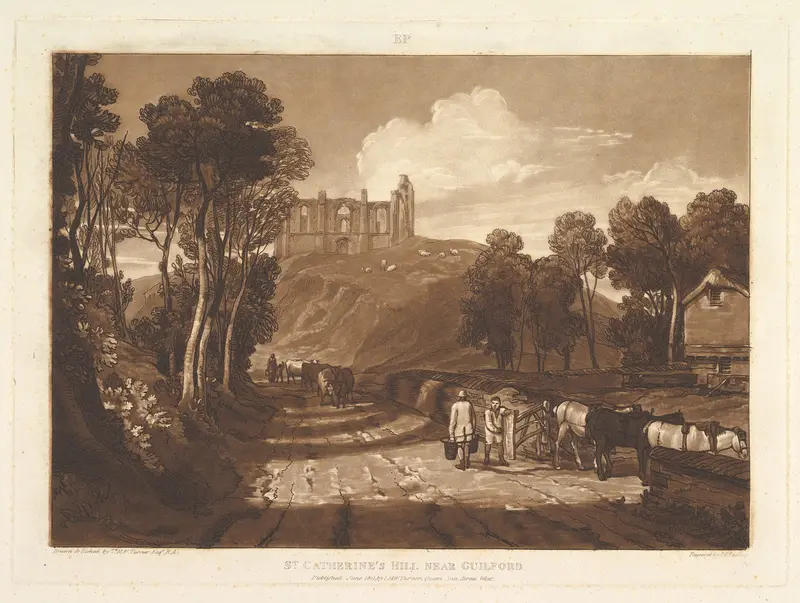 St. Catharine's Hill near Guilford, part VII from "Liber Studiorum" Wall Art by Joseph Mallord William Turner - High-Resolution Digital Print