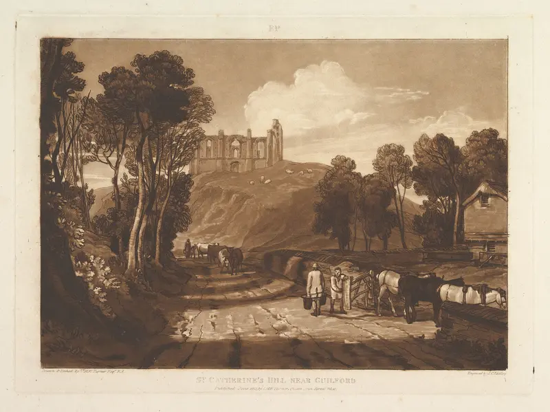 St. Catharine's Hill near Guilford, part VII, plate 33 from "Liber Studiorum" Wall Art by Joseph Mallord William Turner - High-Resolution Digital Print