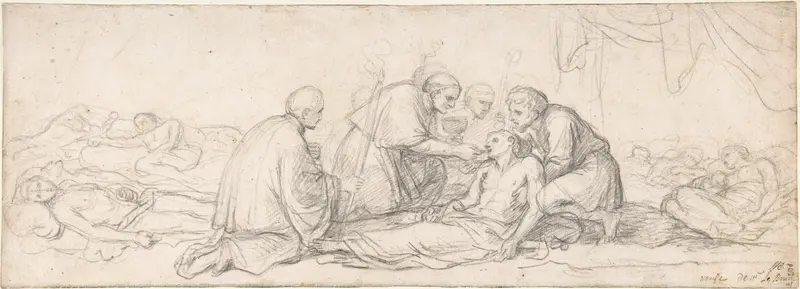 St. Charles Borromeo Giving Communion to the Plague-Stricken Wall Art by Charles Le Brun - High-Resolution Digital Print