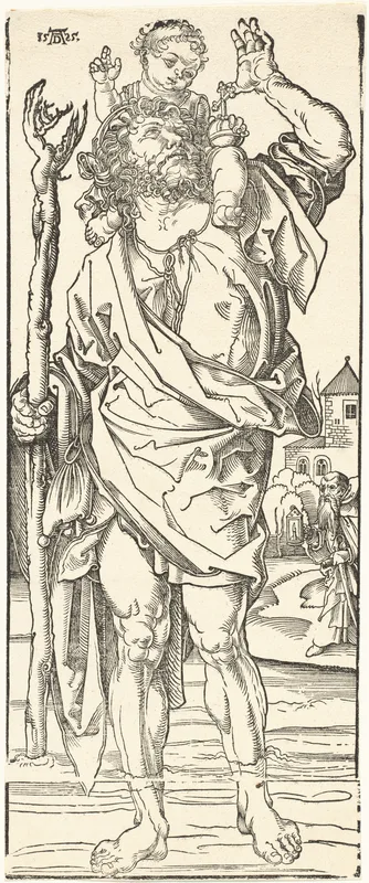 St. Christopher Carrying the Christ Child Wall Art by Albrecht Dürer - High-Resolution Digital Print