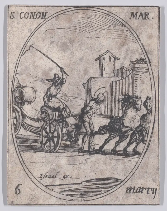 St. Conon, Martyr, March 6th, from "Les Images De Tous Les Saincts et Saintes de L'Année" (Images of All of the Saints and Religious Events of the Year) Wall Art by Jacques Callot - High-Resolution Digital Print