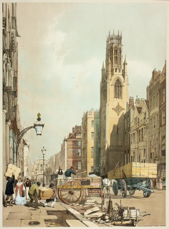 St. Dunstans Fleet Street, plate 23 from Original Views of London as It Is Wall Art by Thomas Shotter Boys - High-Resolution Digital Print