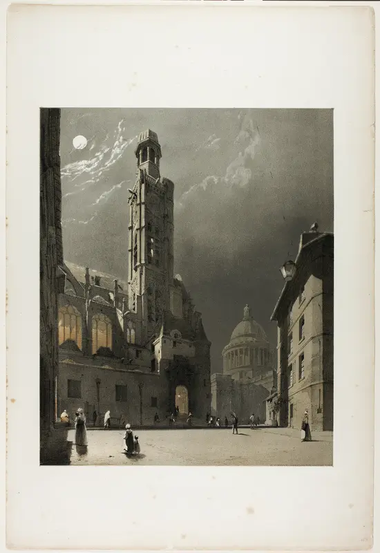 St Etienne du Mont and the Pantheon, Paris, plate 20 from Picturesque Architecture in Paris, Ghent, Antwerp, Rouen, Etc. Wall Art by Thomas Shotter Boys - High-Resolution Digital Print