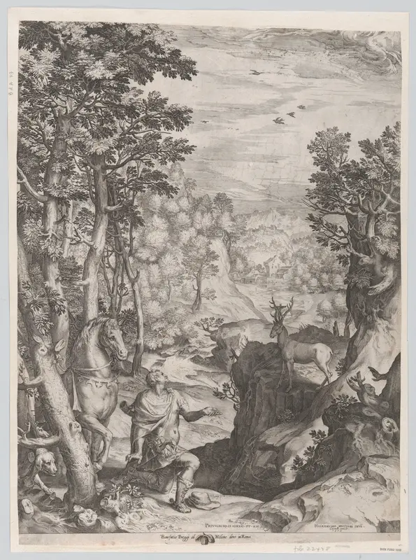 St. Eustace in the Wilderness Wall Art by Cornelis Cort - High-Resolution Digital Print