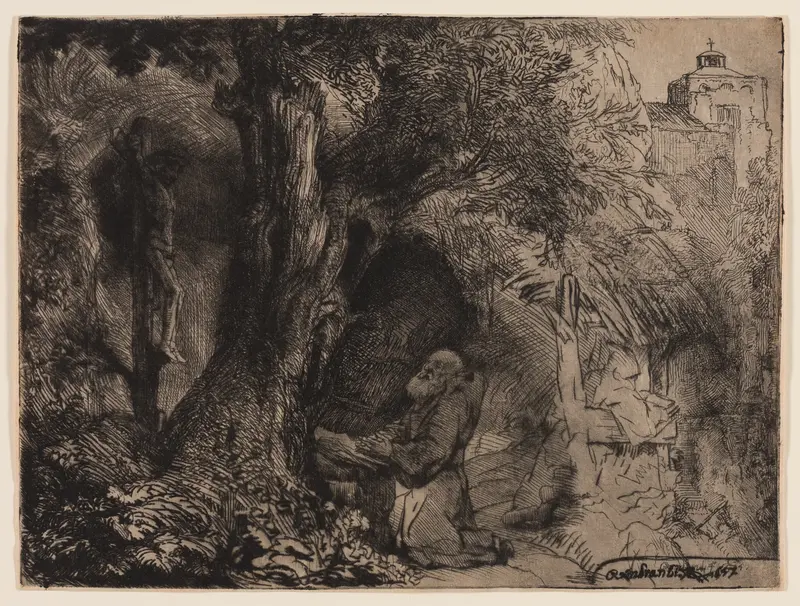 St. Francis Beneath a Tree Praying Wall Art by Rembrandt van Rijn - High-Resolution Digital Print