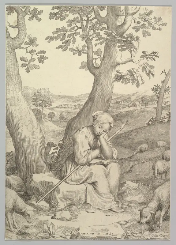 St. Genevieve as a Young Girl Wall Art by Claude Mellan - High-Resolution Digital Print