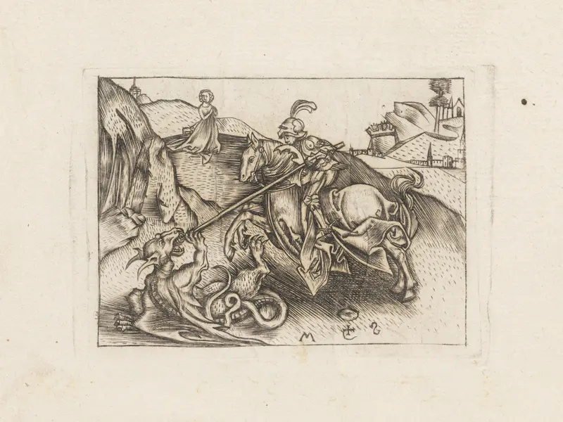 St. George and the Dragon; Designs for Goldsmiths Wall Art by Israhel van Meckenem - High-Resolution Digital Print