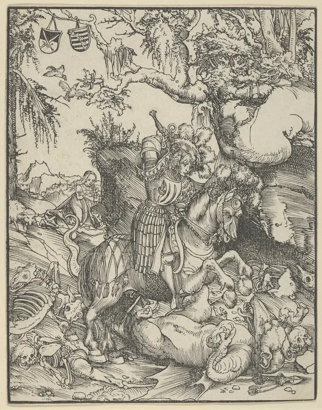 St. George on Horseback Slaying the Dragon Wall Art by Lucas Cranach the Elder - High-Resolution Digital Print