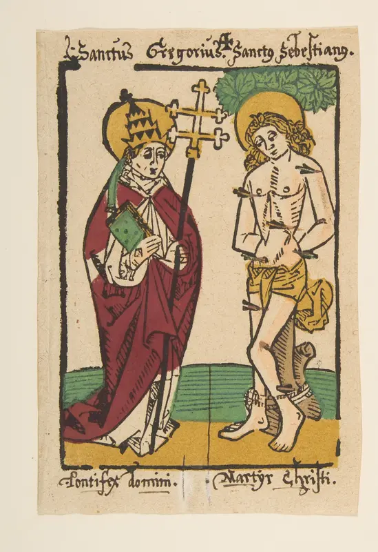 St. Gregory and St. Sebastian Wall Art by Anonymous, German, 15th century - High-Resolution Digital Print