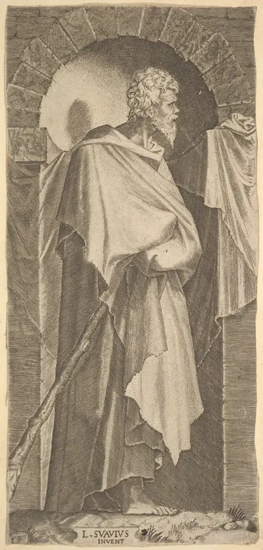 St. James Minor(?) in an arcuated niche, from "Christ and the Twelve Apostles" Wall Art by Lambert Suavius - High-Resolution Digital Print