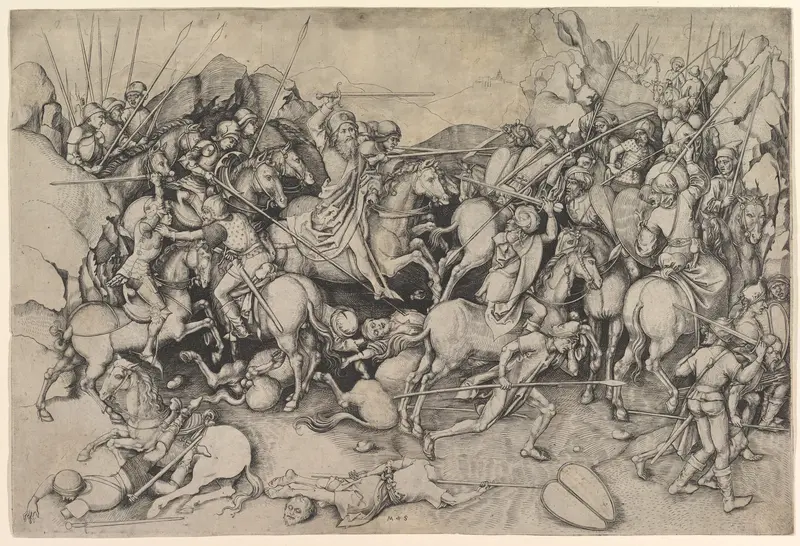 St. James the Major at the Battle of Clavigo Wall Art by Martin Schongauer - High-Resolution Digital Print