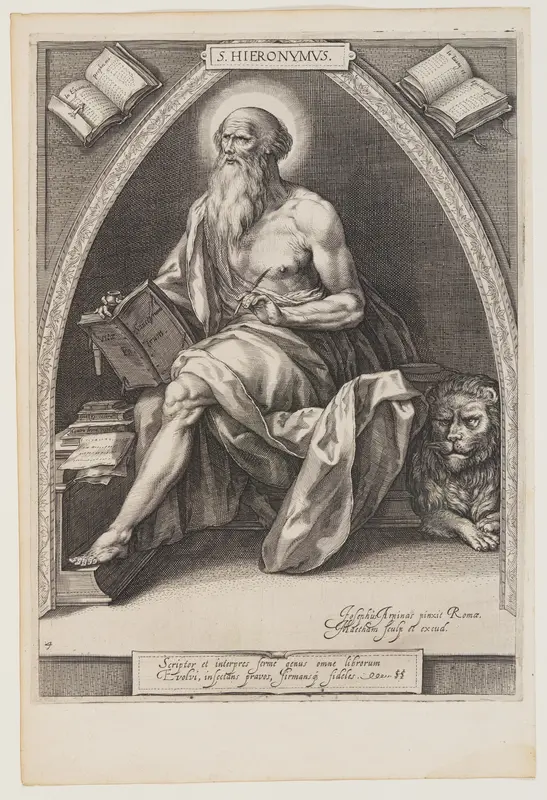 St Jerome, from The Fathers of the Church Wall Art by Jacob Matham - High-Resolution Digital Print
