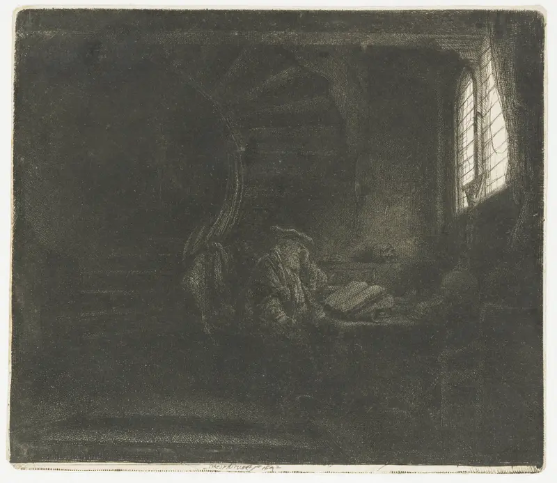 St Jerome in a dark chamber Wall Art by Unknown - High-Resolution Digital Print