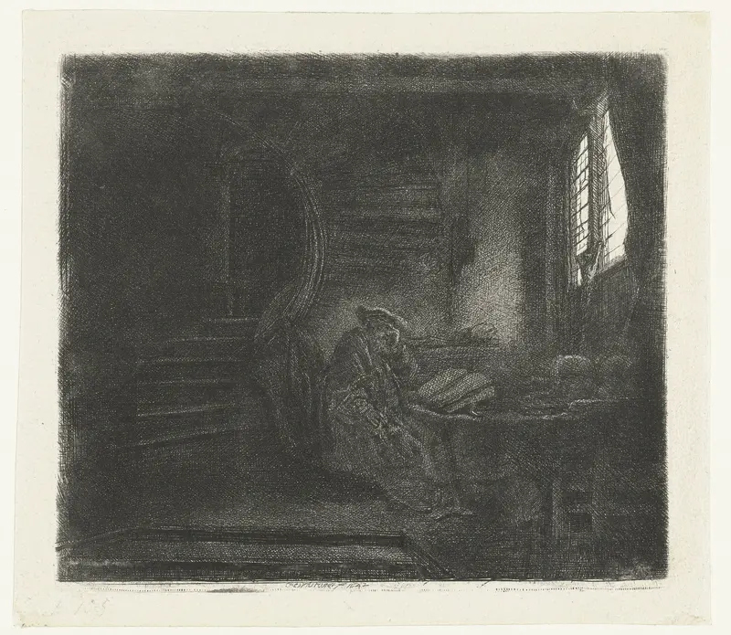 St Jerome in a dark chamber Wall Art by anonymous - High-Resolution Digital Print