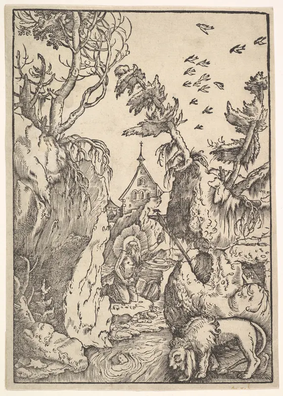 St. Jerome in the Desert Wall Art by Hans Baldung (called Hans Baldung Grien) - High-Resolution Digital Print