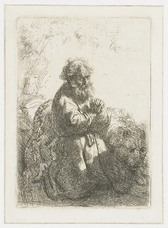 St Jerome Kneeling in Prayer Wall Art by Unknown - High-Resolution Digital Print