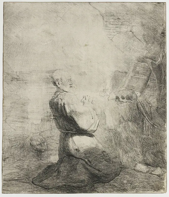 St Jerome Kneeling Wall Art by Rembrandt van Rijn - High-Resolution Digital Print