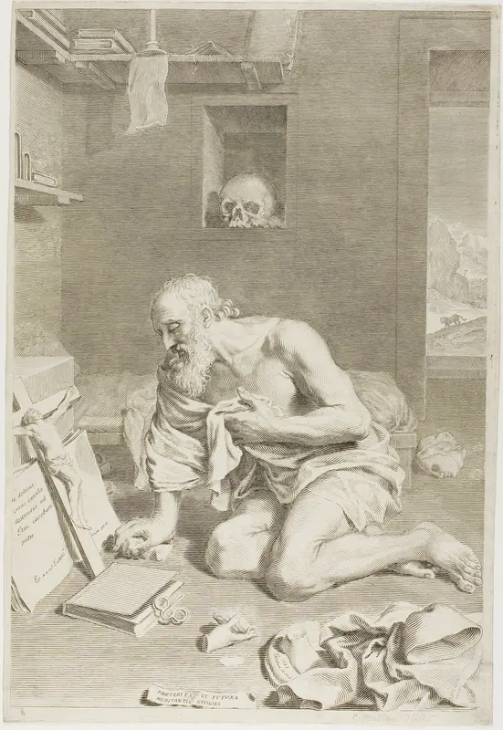 St. Jerome Praying Wall Art by Claude Mellan - High-Resolution Digital Print