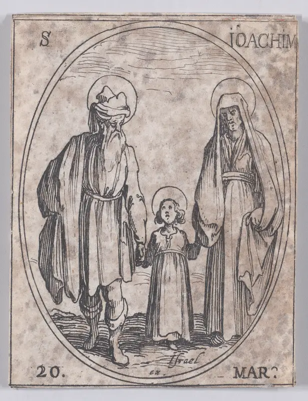 St. Joachim, March 20th, from "Les Images De Tous Les Saincts et Saintes de L'Année" (Images of All of the Saints and Religious Events of the Year) Wall Art by Jacques Callot - High-Resolution Digital Print