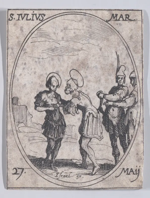 St. Jules, martyr (St. Julius, Martyr), May 27th, from "Les Images De Tous Les Saincts et Saintes de L'Année" (Images of All of the Saints and Religious Events of the Year) Wall Art by Jacques Callot - High-Resolution Digital Print