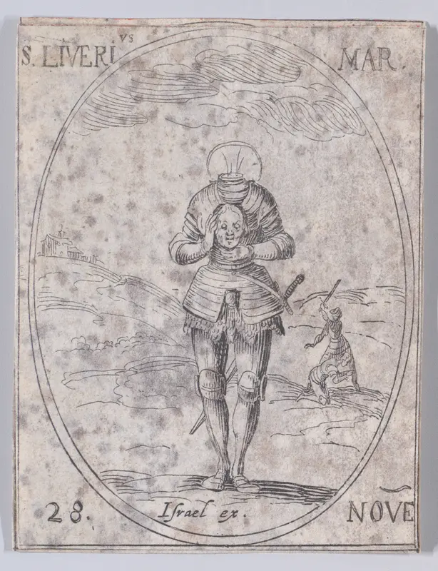 St. Livier, Martyr, November 28th, from "Les Images De Tous Les Saincts et Saintes de L'Année" (Images of All of the Saints and Religious Events of the Year) Wall Art by Jacques Callot - High-Resolution Digital Print