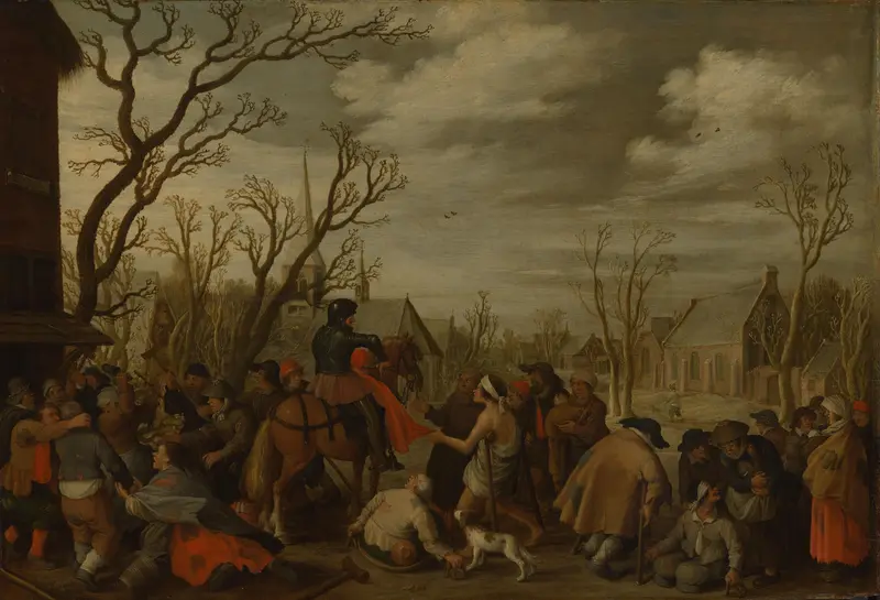 St Martin Cutting Off Part of his Cloak for a Beggar Wall Art by Unknown - High-Resolution Digital Print