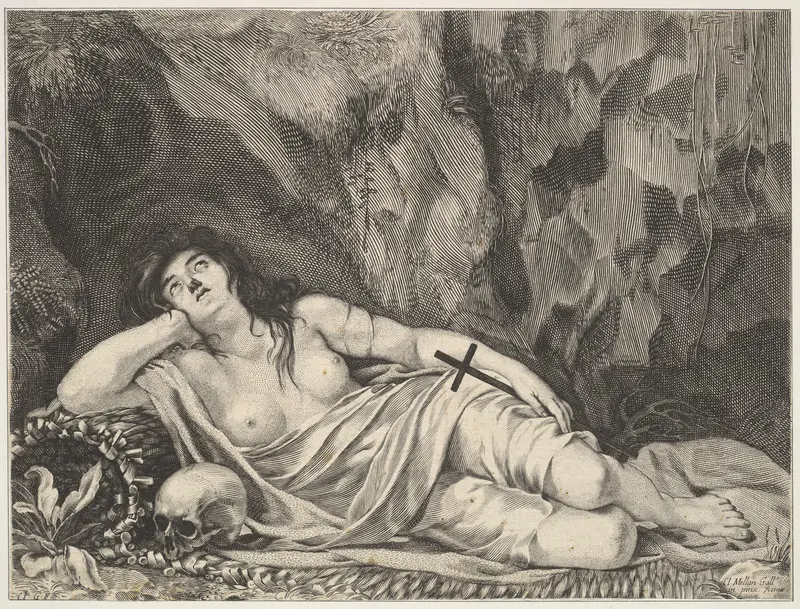 St. Mary Magdalen Reclining in a Grotto Wall Art by Claude Goyrand - High-Resolution Digital Print