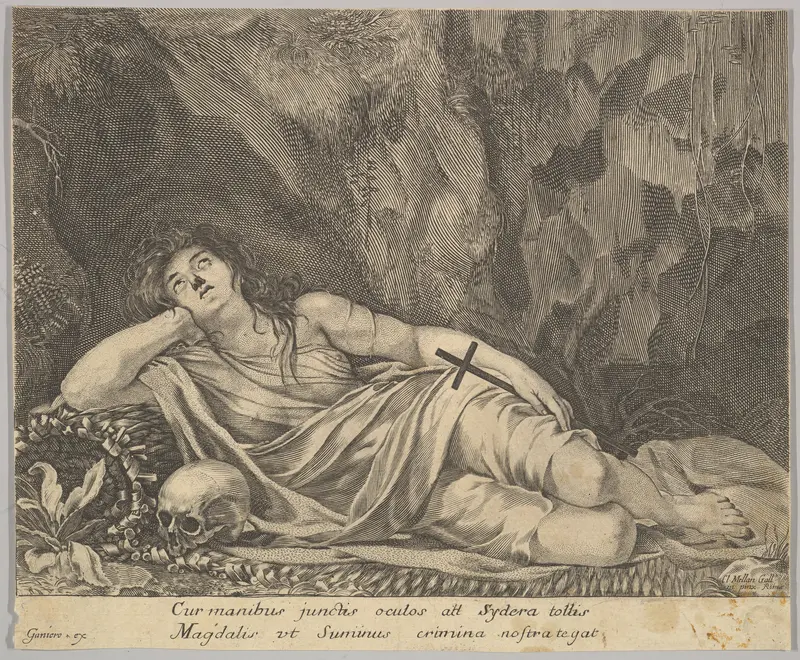 St. Mary Magdalen Reclining in a Grotto Wall Art by Jean Ganier - High-Resolution Digital Print