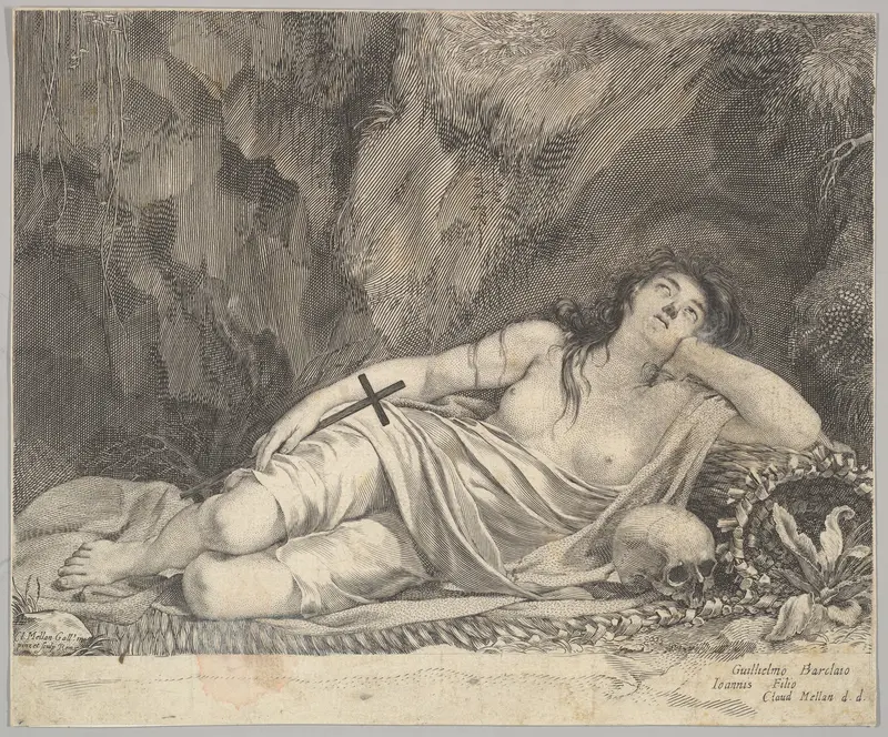 St. Mary Magdalen Reclining in a Grotto Wall Art by Claude Mellan - High-Resolution Digital Print