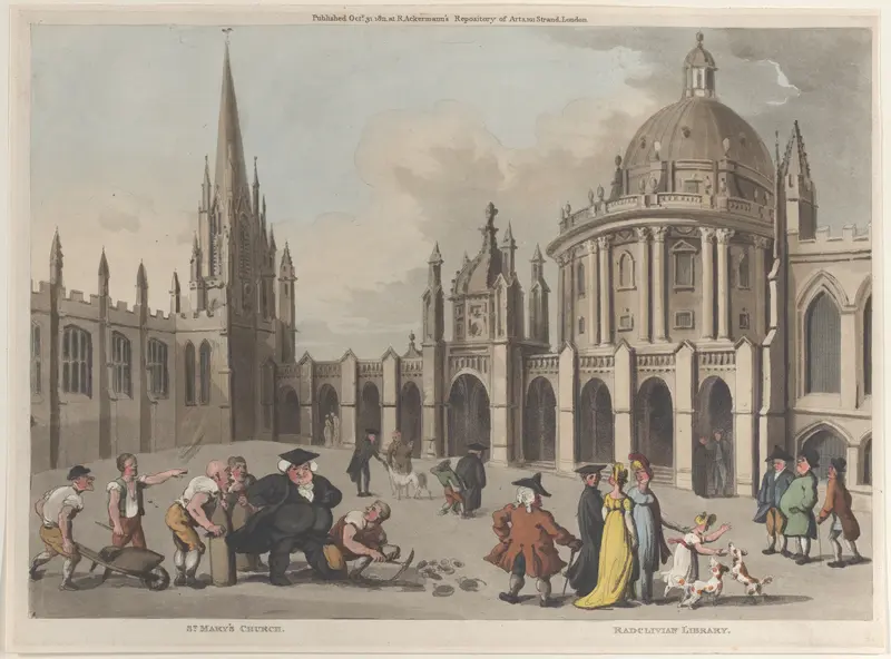 St. Mary's Church, Radclivian Library Wall Art by Thomas Rowlandson - High-Resolution Digital Print