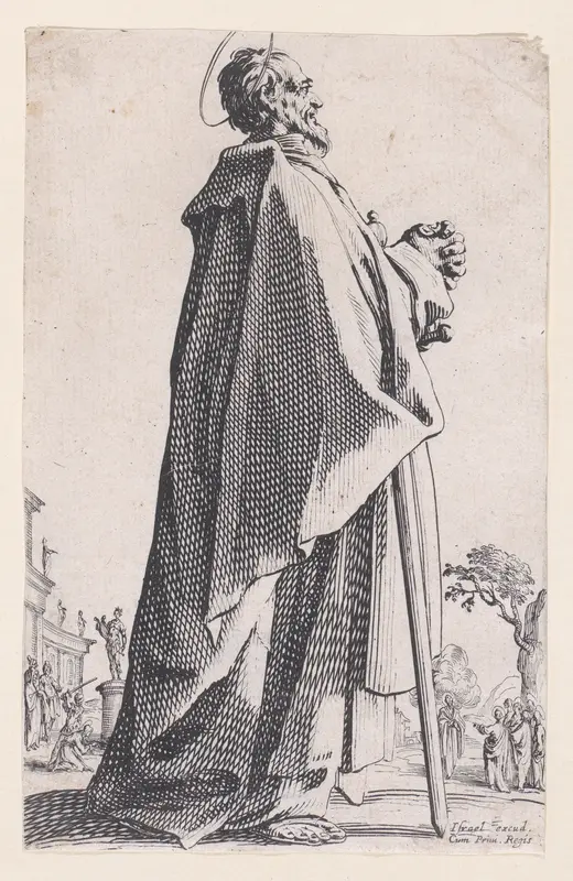 St. Matthew, from "Les Grands Apôtres Debout, Représentant Le Sauveur, La Bienheureuse Marie et Les Saints Apôtres" (The Large Standing Apostles, Representing The Savior, The Blessed Mary and The Apostles) Wall Art by Jacques Callot - High-Resolution Digital Print