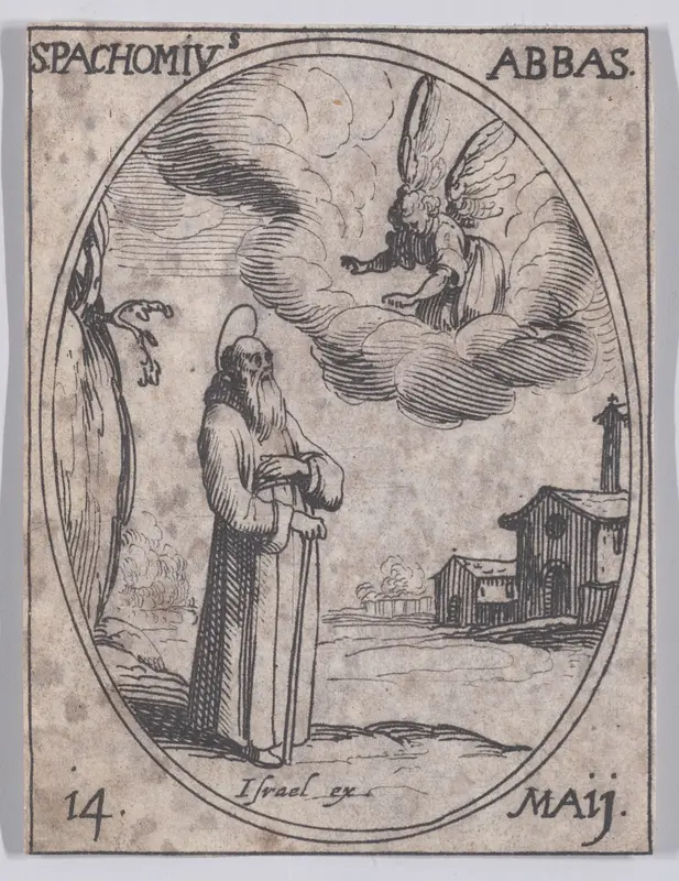 St. Pachôme, abbé (St. Pachomius, Abbot), May 14th, from "Les Images De Tous Les Saincts et Saintes de L'Année" (Images of All of the Saints and Religious Events of the Year) Wall Art by Jacques Callot - High-Resolution Digital Print
