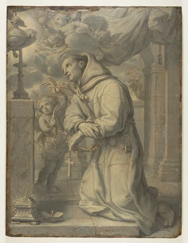 St. Paschal Baylon Adoring the Blessed Sacrament Wall Art by Claude François - High-Resolution Digital Print