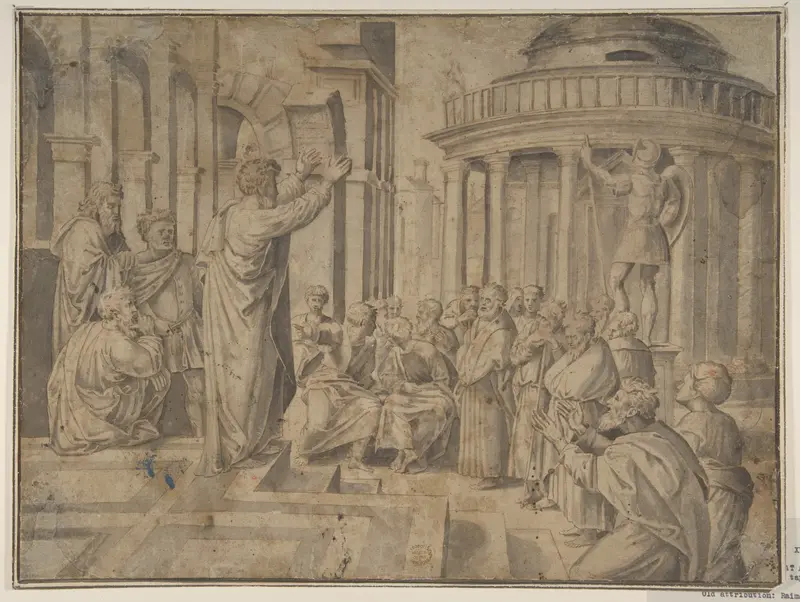 St. Paul preaching at Athens (Copy of Raphael's tapestry, reversed) Wall Art by Raphael (Raffaello Sanzio or Santi) - High-Resolution Digital Print