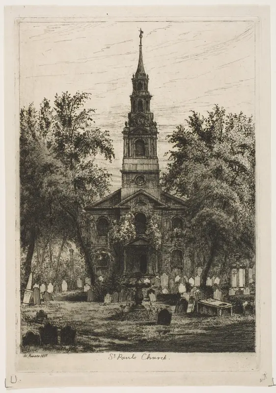St. Paul's Chapel, New York, from "Scenes of Old New York" Wall Art by Henry Farrer - High-Resolution Digital Print