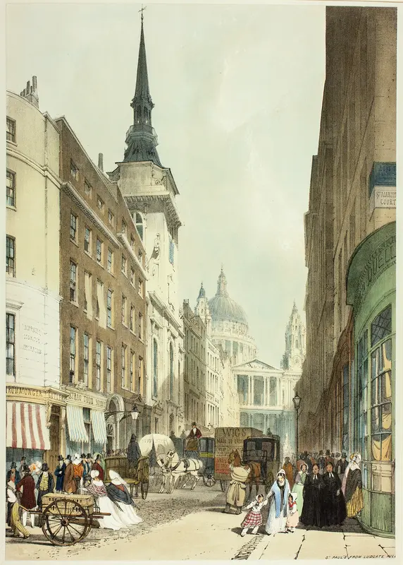 St. Paul's from Ludgate Hill, plate 24 from Original Views of London as It Is Wall Art by Thomas Shotter Boys - High-Resolution Digital Print