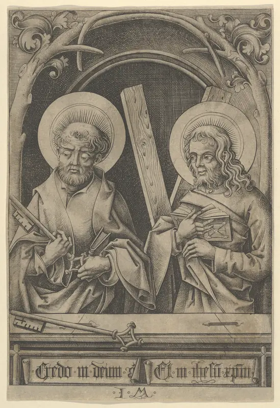 St. Peter and St. Andrew, from The Apostles Wall Art by Israhel van Meckenem - High-Resolution Digital Print