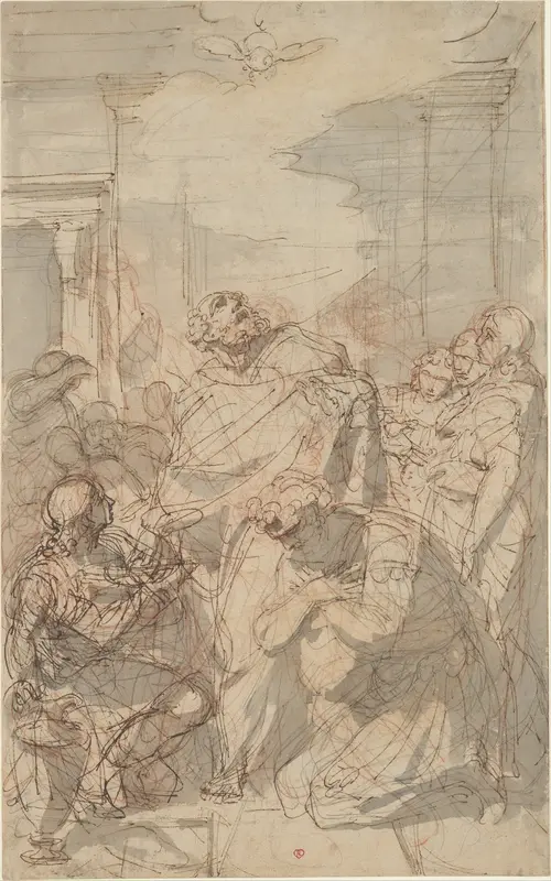 St. Peter Baptizing Cornelius (Acts 10: 44-48) Wall Art by Laurent Pécheux - High-Resolution Digital Print