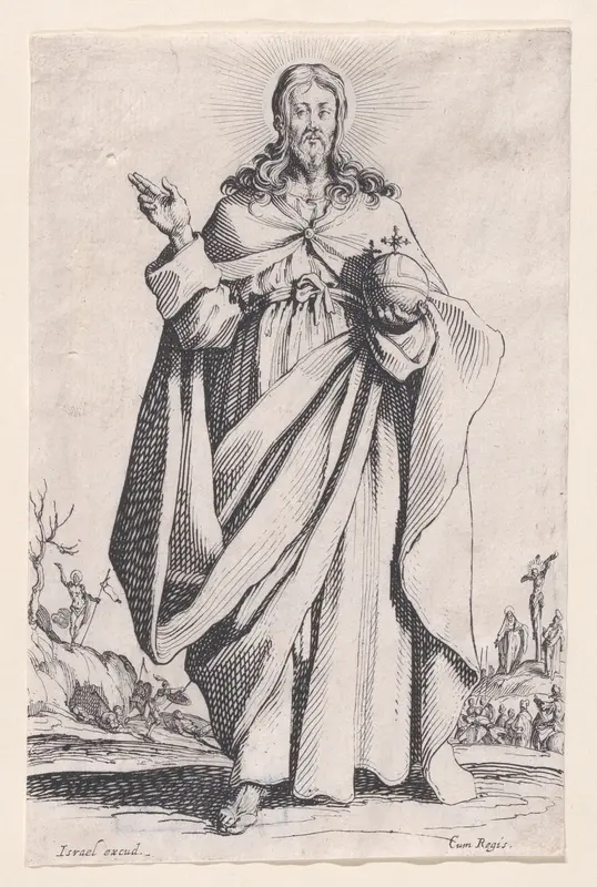 St. Peter, from "Les Grands Apôtres Debout, Représentant Le Sauveur, La Bienheureuse Marie et Les Saints Apôtres" (The Large Standing Apostles, Representing The Savior, The Blessed Mary and The Apostles) Wall Art by Jacques Callot - High-Resolution Digital Print