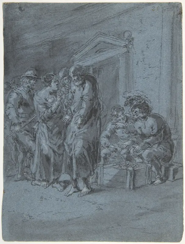 St. Peter Recognized by a Servant Girl Wall Art by Leonaert Bramer - High-Resolution Digital Print
