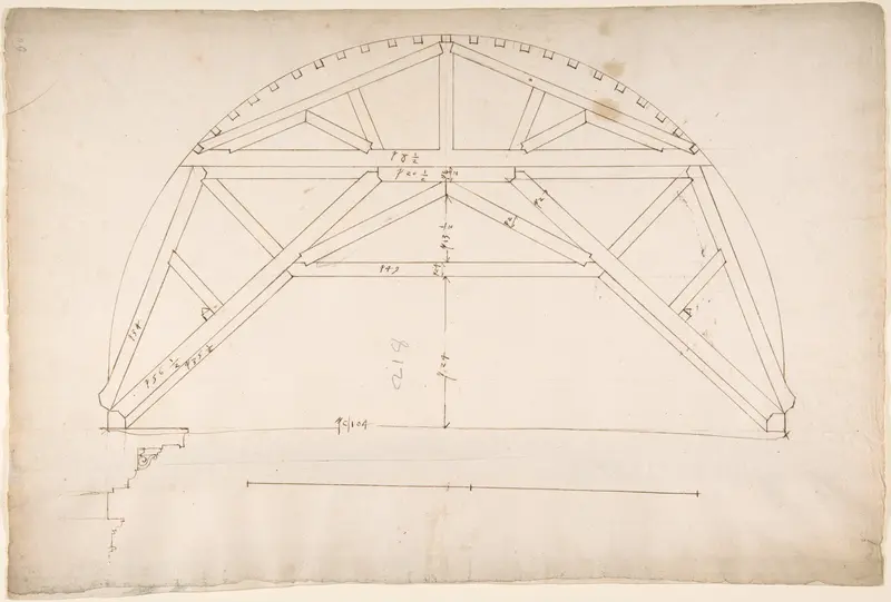 St. Peter's, centering truss, tunnel vault, section (recto) 
blank (verso)