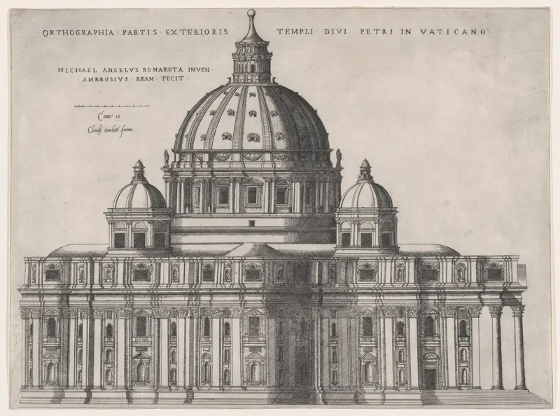 St. Peter's, from "Speculum Romanae Magnificentiae" Wall Art by Giovanni Ambrogio Brambilla - High-Resolution Digital Print