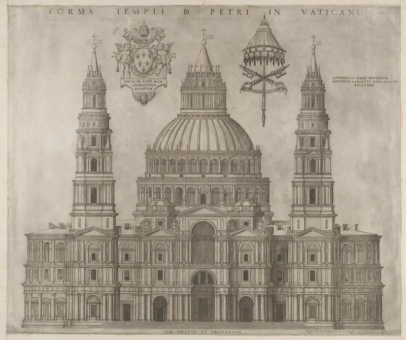 St. Peter's, from "Speculum Romanae Magnificentiae" Wall Art by Antonio da Sangallo, the Younger - High-Resolution Digital Print